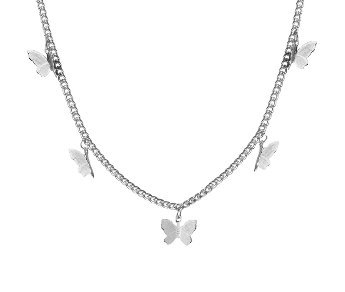 Collana con ciondolo a farfalla in catena d'oro e argento, gioielli personalizzati, collana a farfalla_voghion.com