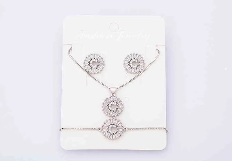 Charm Initial Necklace + Stud Earrings Bracelet Sets Jewelry Copper Zircon White Color A-z 26 Letters Alphabet_voghion.com