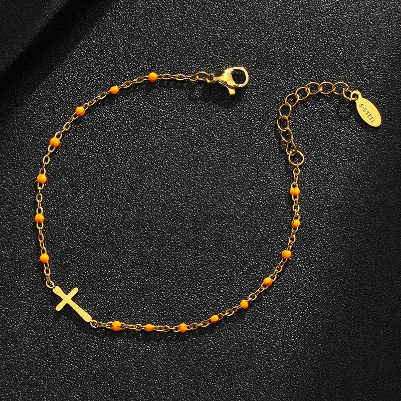 Braccialetto in acciaio al titanio con croce alla moda per donna, elegante e versatile, semplice, per coppia_voghion.com