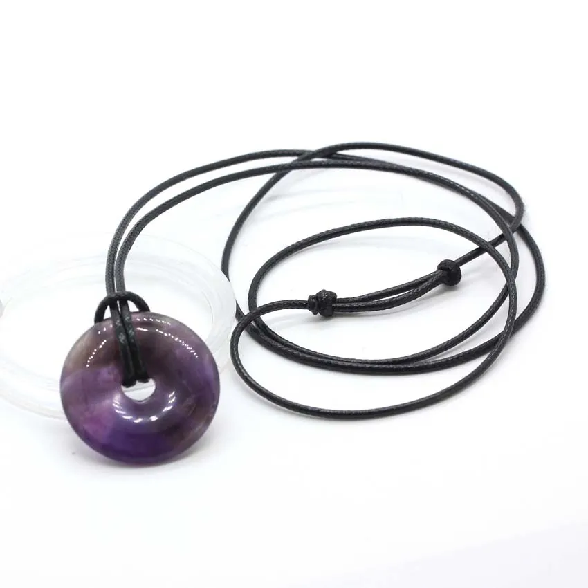 Colliers pendentifs KFT 30 mm Cercle Donut Naturel Guérison Cristal Quartz Collier Lapis Lazuli Opale Pierre Amulette Porte-Bonheur_voghion.com