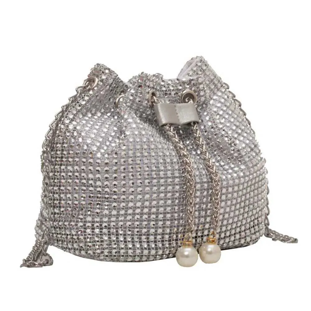 Moda Rhie Handbags Shiny Dia Bucket Wedding Party Shoulder Underarm Bag per le donne Shoppin241211_voghion.com