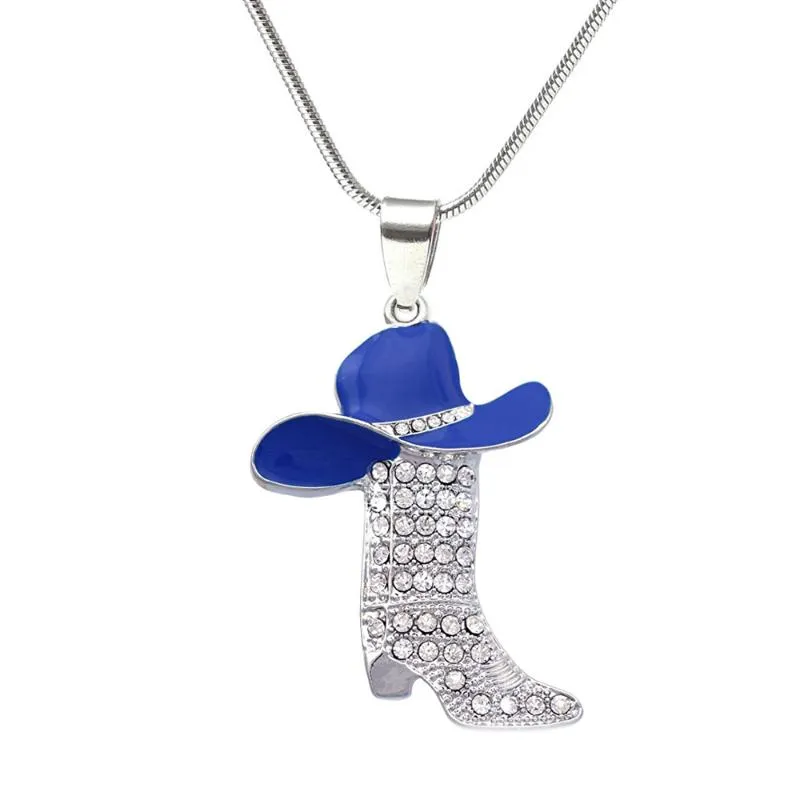 Liga de zinco metal chapéu bota botas coloridas pingentes fiança cobra corrente colar para lembrança cowboys cowgirls presente jóias_voghion.com