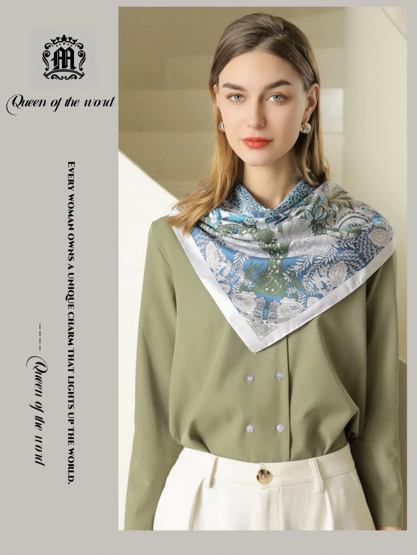 queen Of The Word 2 European Oversized Polka Dot Printed Women's Scarves With Scarf Buttons - Smooth Mulberry Silk_voghion.com