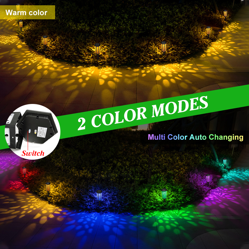 1 peça de luz solar para gramado externo RGB quente com dois modos à prova d'água, luz para pátio, passarela, caminho, paisagem, jardim, decoração, lâmpada_voghion.com