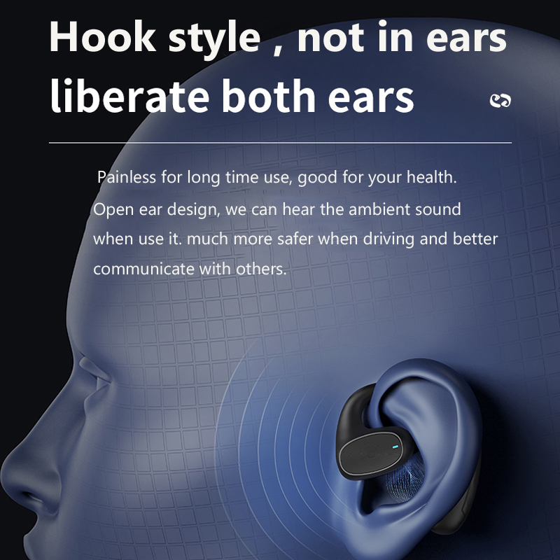 TWS Open-Ear Stereo Running Bluetooth Cuffie Air Conduction Qualità del suono Cuffie sportive wireless per esterni Auricolari con gancio per l'orecchio_voghion.com
