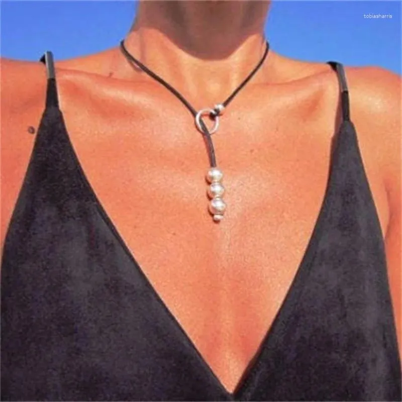 Catene Donna Gioielli Vintage Sul Collo Accessori 2024 Moda Regolabile Lunga Catena di Corda con Ciondolo ad Anello Cerchio_voghion.com