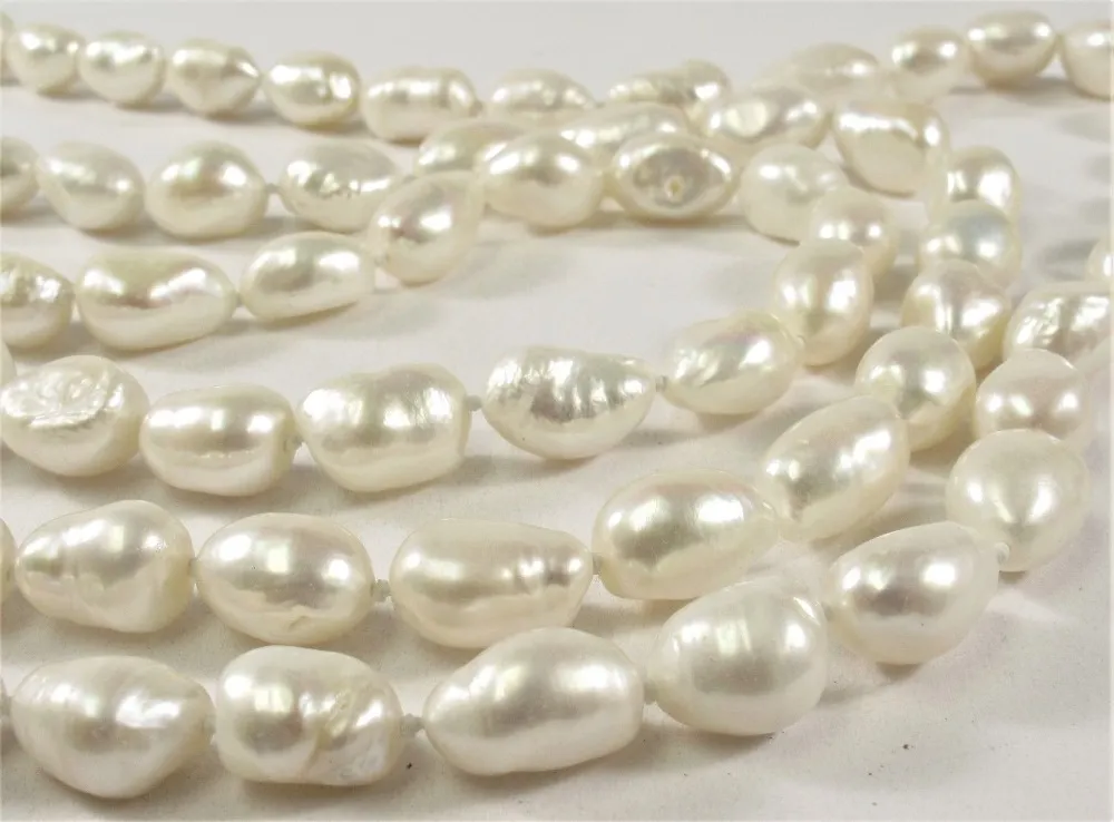 Chaînes Perles de culture d'eau douce naturelles irrégulières baroques 8-9 mm blanc rose noir collier 100 pouces chaîne de pull_voghion.com