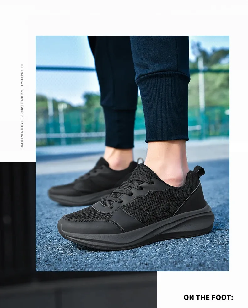 Men's Running Shoes Lightweight Breathable Mesh Sneakers Black_voghion.com