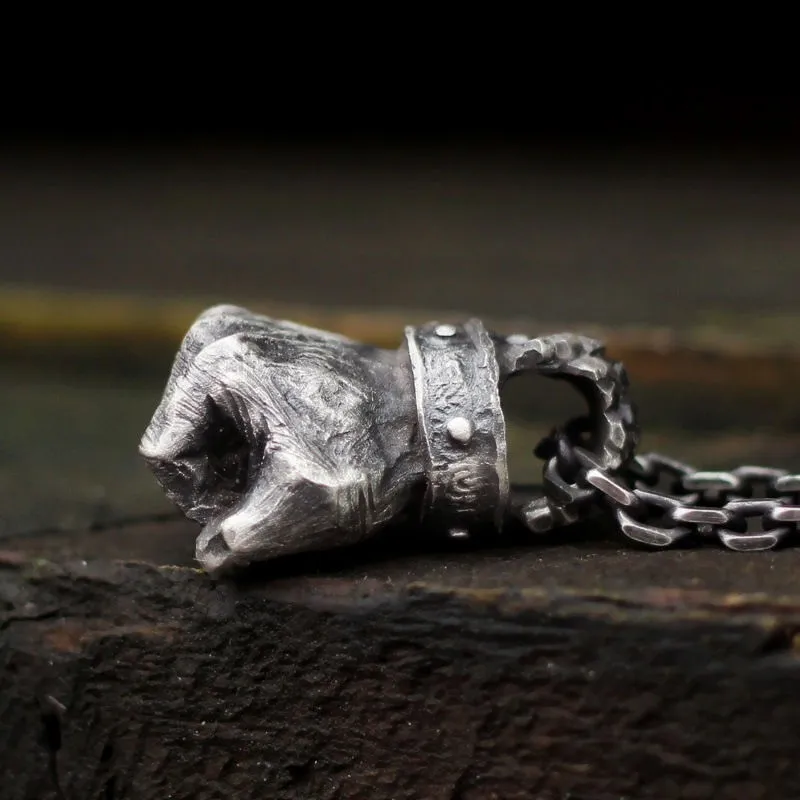 Colliers pendentifs Articles Hommes Sports Vintage Noir Puissance Boxe Poing Chaîne En Acier Inoxydable Bijoux Accessoires_voghion.com