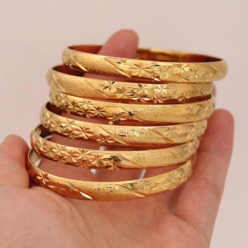 Bangle 8MM 6st batch Dubai Heren Goud Kleurrijke Ethiopische Armband Afrikaanse Sieraden Saoedi-Arabië Bruiloft Bruidscadeau 231116_voghion.com