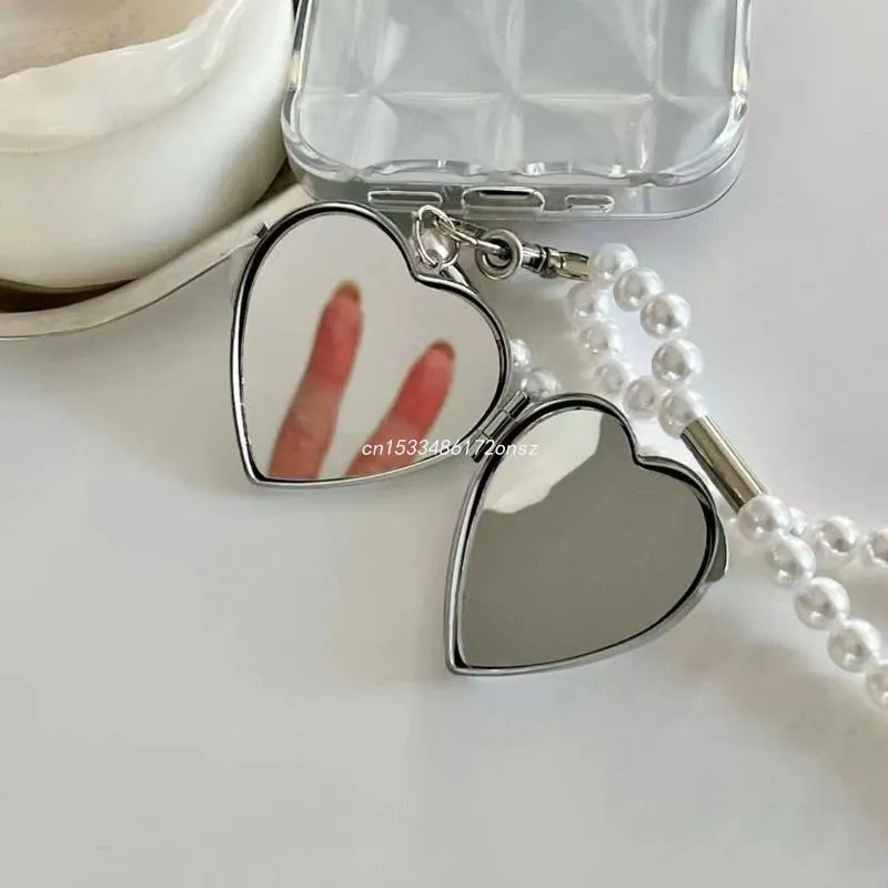 Collane con ciondolo Collana lunga alla moda con grande specchio a forma di cuore Donna 2023 Dichiarazione Perla Catena a tracolla Personalità_voghion.com