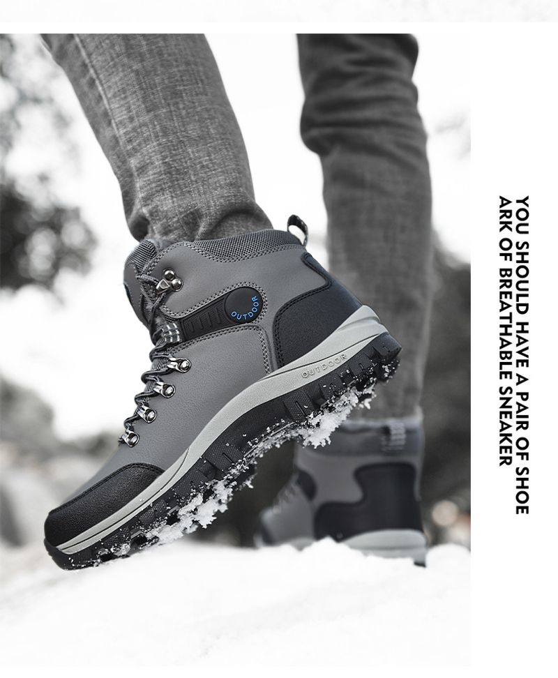 Herrenschuhe mit Fleece verdickt warme Schneestiefel Outdoor Herren High Top Nordost Baumwollschuhe_voghion.com