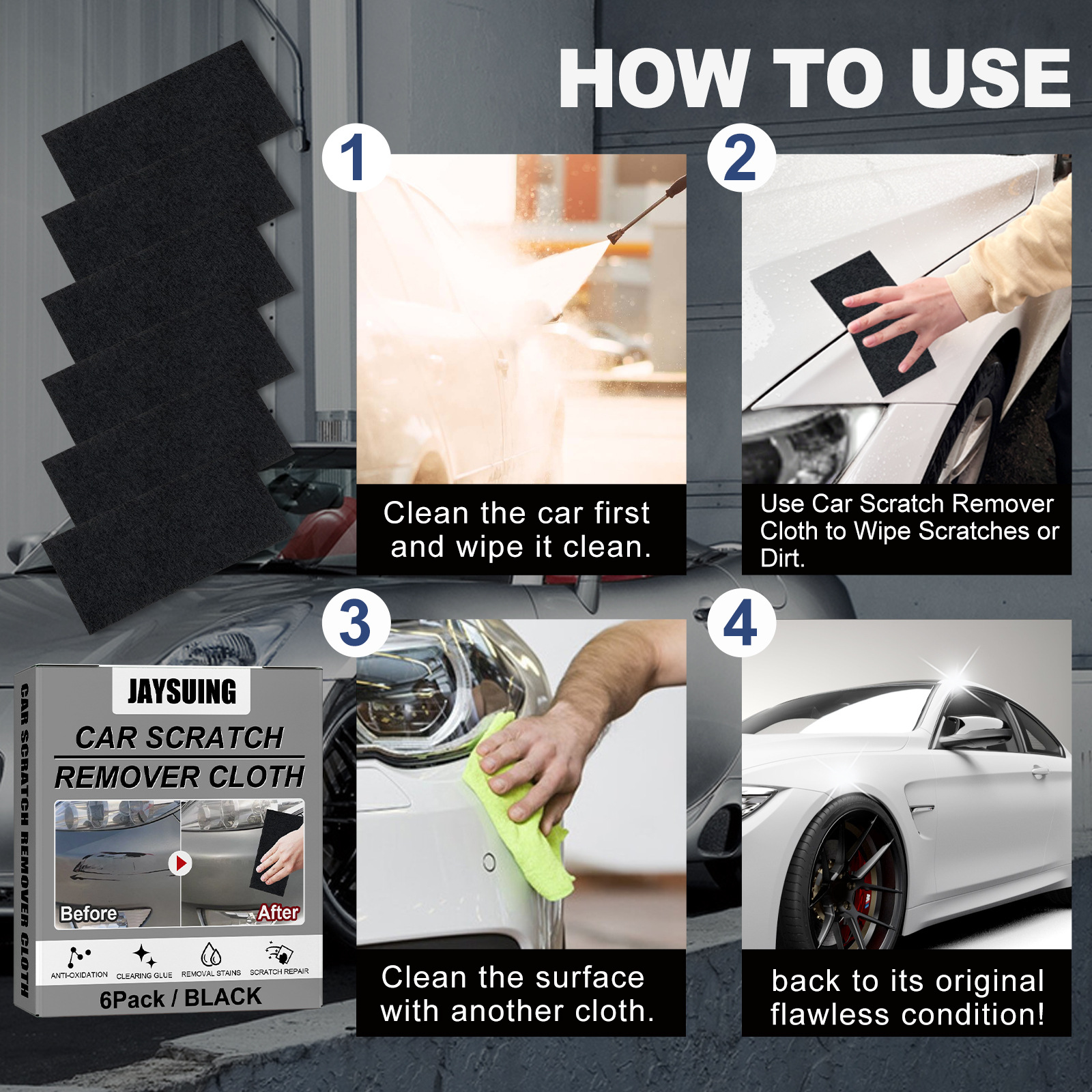 Jaysuing Car Scratch Remover Cloth, Nano Flash Cloth Car Scratches Water Stain Cleaning Scratches Care And Maintenance_voghion.com