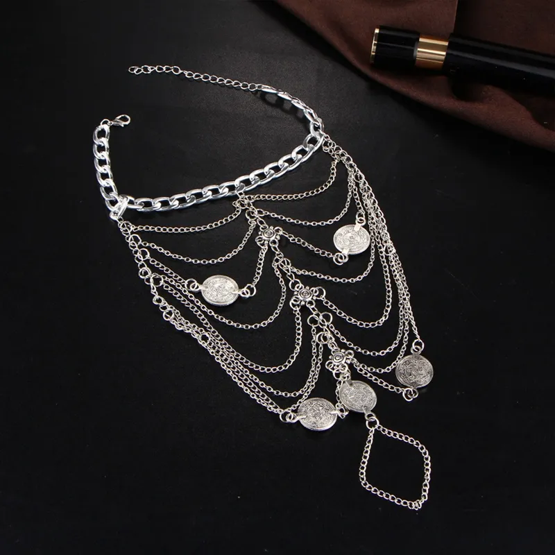 Anklets Sexy Sier Color Tassel Anklet Coin Pendant Chain Ankle Bracelet Bohemian Multi Layered Women Leg Beach Foot_voghion.com