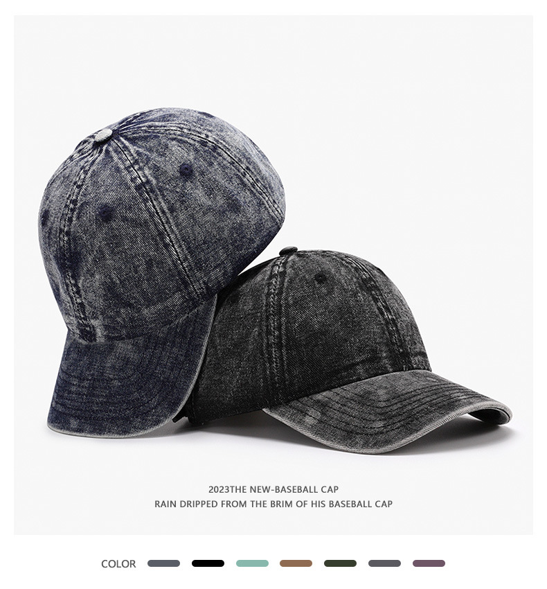 American washed old baseball cap men's and women's retro soft top casual light plate black retro cap_voghion.com