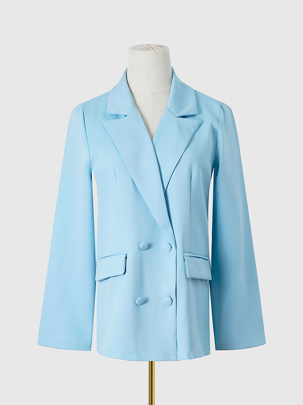 Petit costume à manches longues et revers de couleur unie pour femme, automne et hiver_voghion.com