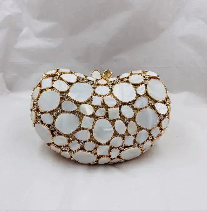 Poșetă de seară cu model shell roz pentru femei, cu pietre, Minaudiere, pentru petreceri, cină, Rhie, genți de mână cu cristale, genți și clutch-uri de seară_voghion.com