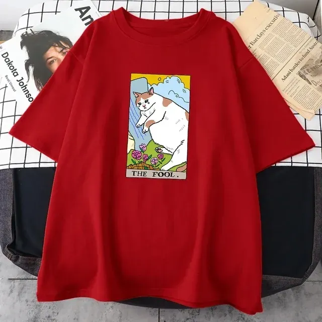 Designer-T-Shirt mit traurigem Katzen-Print für Herren und Damen, modisch, süß, lässig, Retro, personalisierte Street-Tops_voghion.com