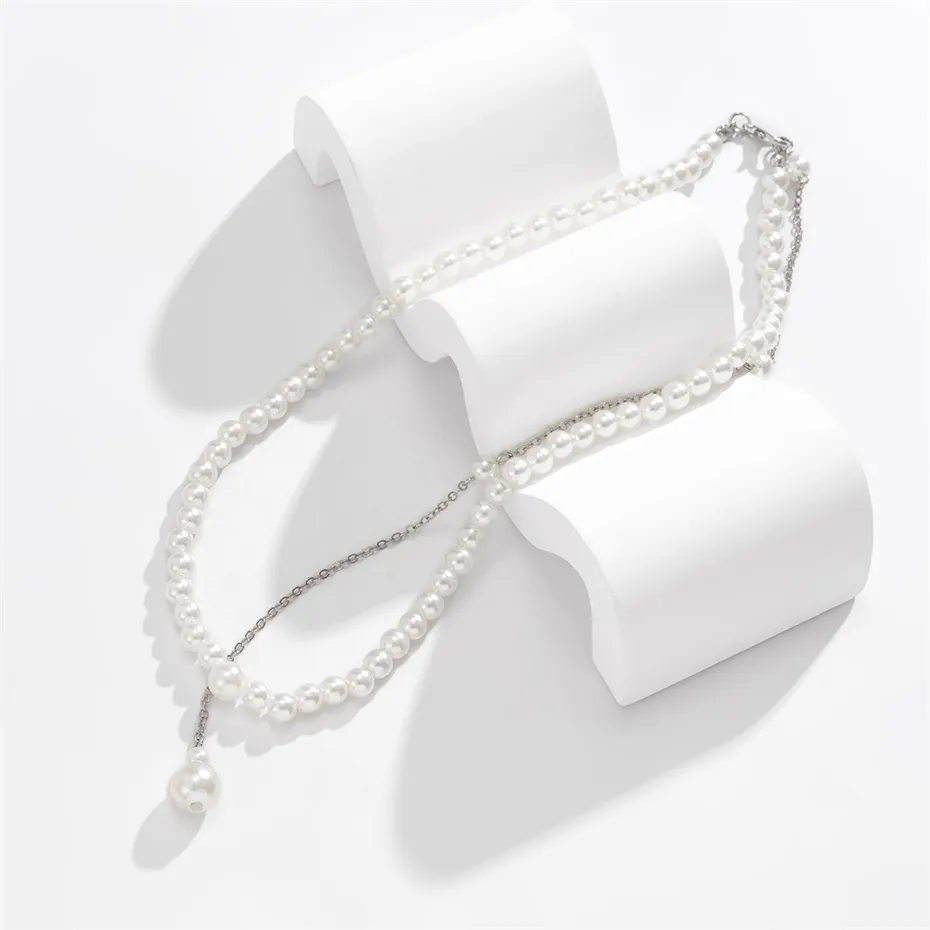 Chains Efily Elegant Pearl Back Drop Necklace Long Bridal Chain Jewelry Sier Color Wedding Backdrop For Backless Dress_voghion.com