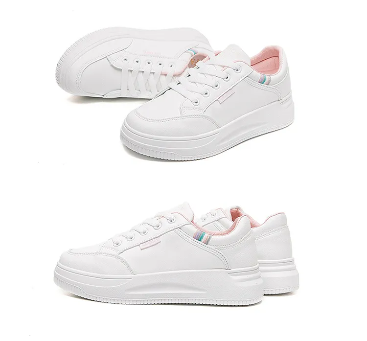 Women's Versatile Board Shoes Breathable White Trainers_voghion.com