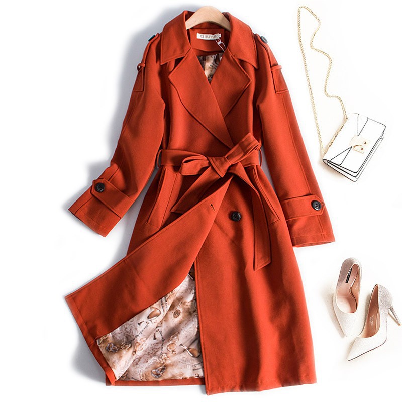 Damen 2023 Herbst und Winter 2023 Lockere Taille Mittellanger Slim Fit Temperament Trenchcoat 8525_voghion.com