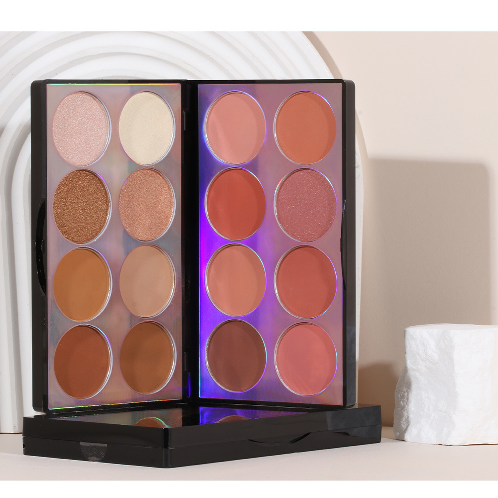 Makeup Matte Blush Contouring All In One Face Brightening Highlight Pearlescent Eyeshadow Palette_voghion.com