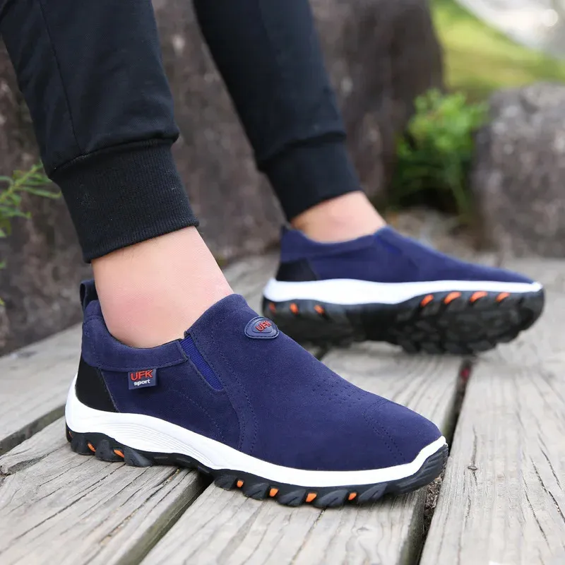 Baskets décontractées pour hommes, chaussures de marche en plein air, mocassins d'automne à enfiler en cuir suédé, grande taille 48 49 50_voghion.com
