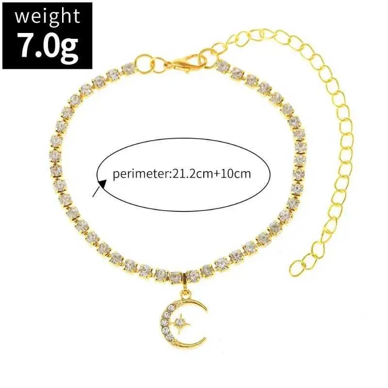 Cavigliere Classico Zircone Cubico Catena Lunare Donna Moda Argento Braccialetto da Spiaggia Caviglia Gioielli a Piedi NudiL2403_voghion.com