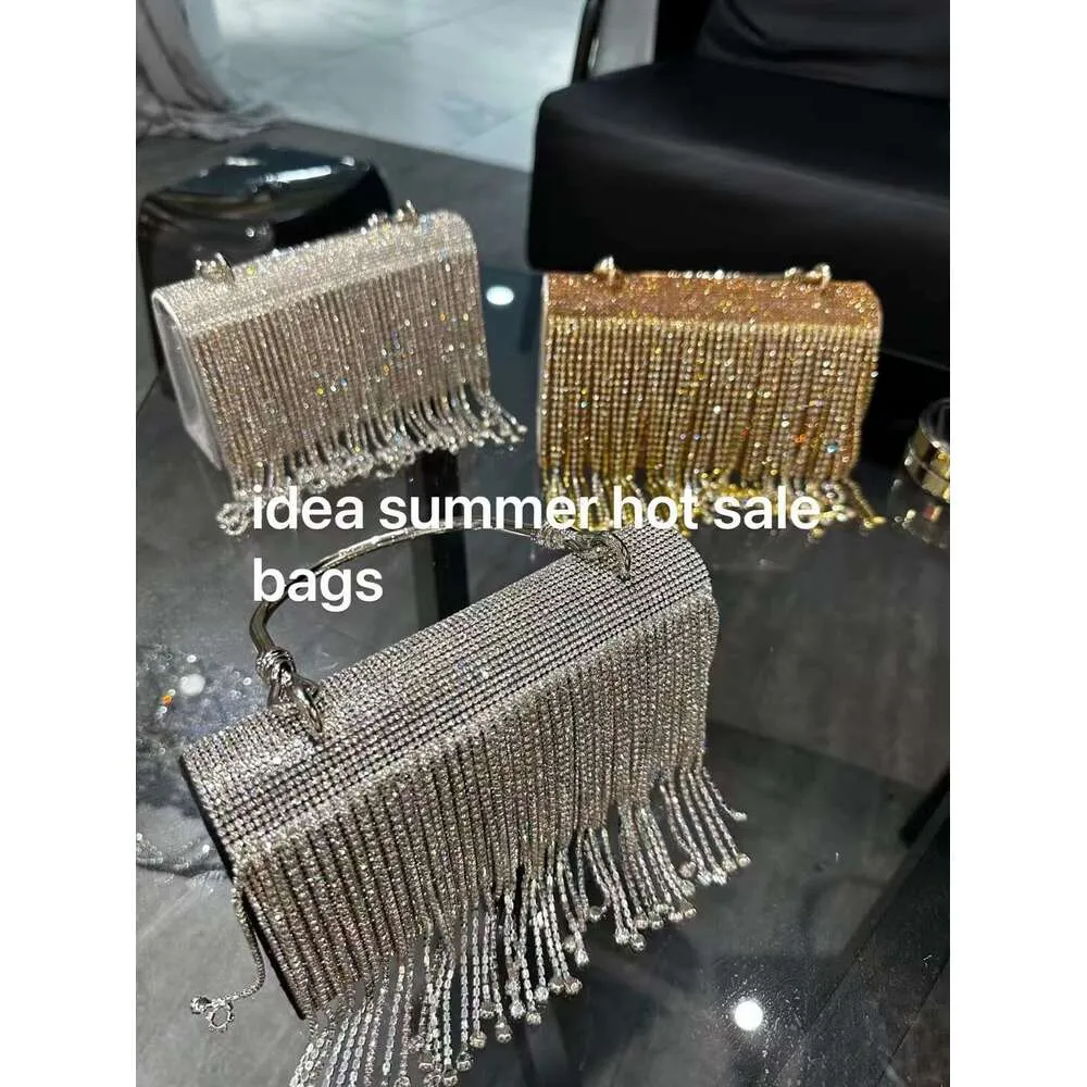 Long Tassel Glitter Shiny Rhie Dias Evening Wedding Party Clutch Purse Women Handbag Messenger Bag_voghion.com