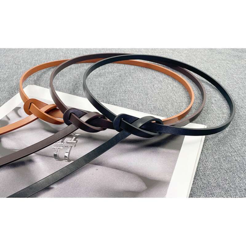 Cintura sottile con cento nodi da donna, nera alla moda con abito, cintura da maglione_voghion.com