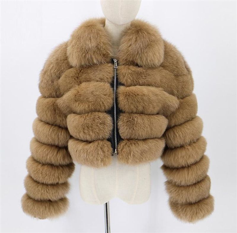 Vêtements pour femmes manches courtes en fourrure pour femmes automne et hiver hauts chauds manteau en peluche tendance_voghion.com