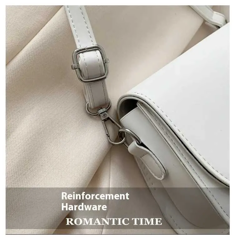 Sac à bandoulière tendance en cuir PU pour femme, sacoche à rabat de couleur unie, simple, à la mode, pochette C241021_voghion.com