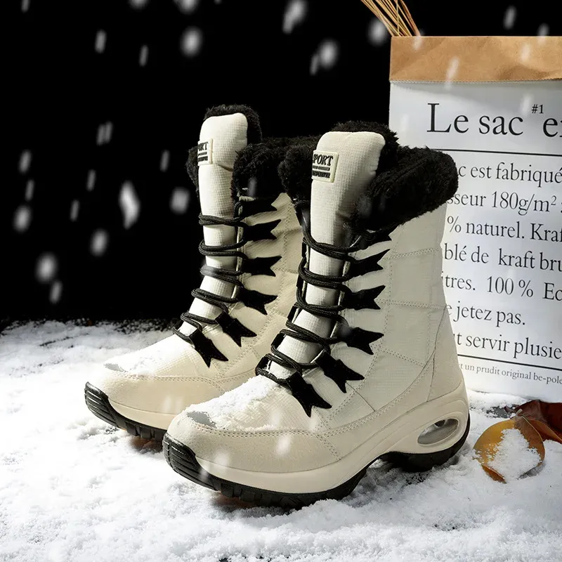 Winterkwaliteit voor dames, warm houden, halfhoge waterdichte sneeuwschoenen voor dames, comfortabele damesschoenen met hoge dijen_voghion.com