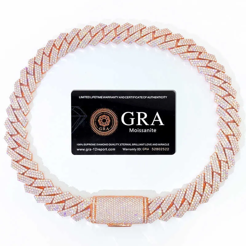 armband designer sieraden moissanite ketting cubaanse link Hoge kwaliteit 3 rijen VVS Moissanite diamanten ketting wit roségoud_voghion.com