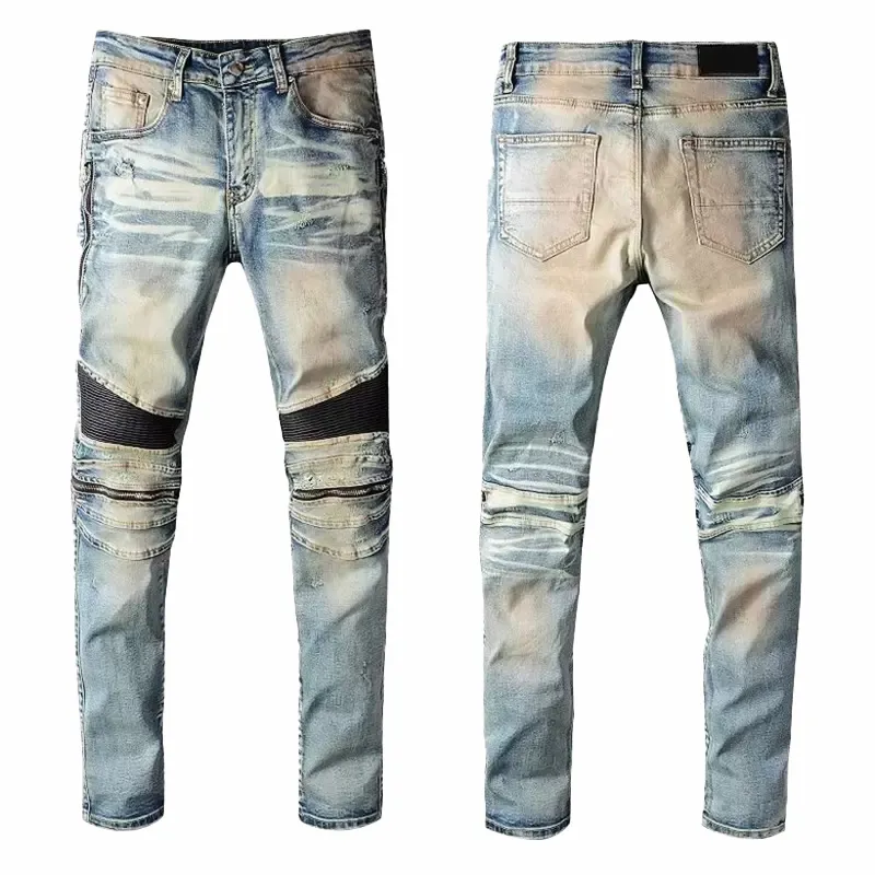 Jeans de créateur pour hommes Jean Lettre Distressed Skinny Ripped Biker Slim Fit Moto Bikers Denim pour homme Mode Mans_voghion.com