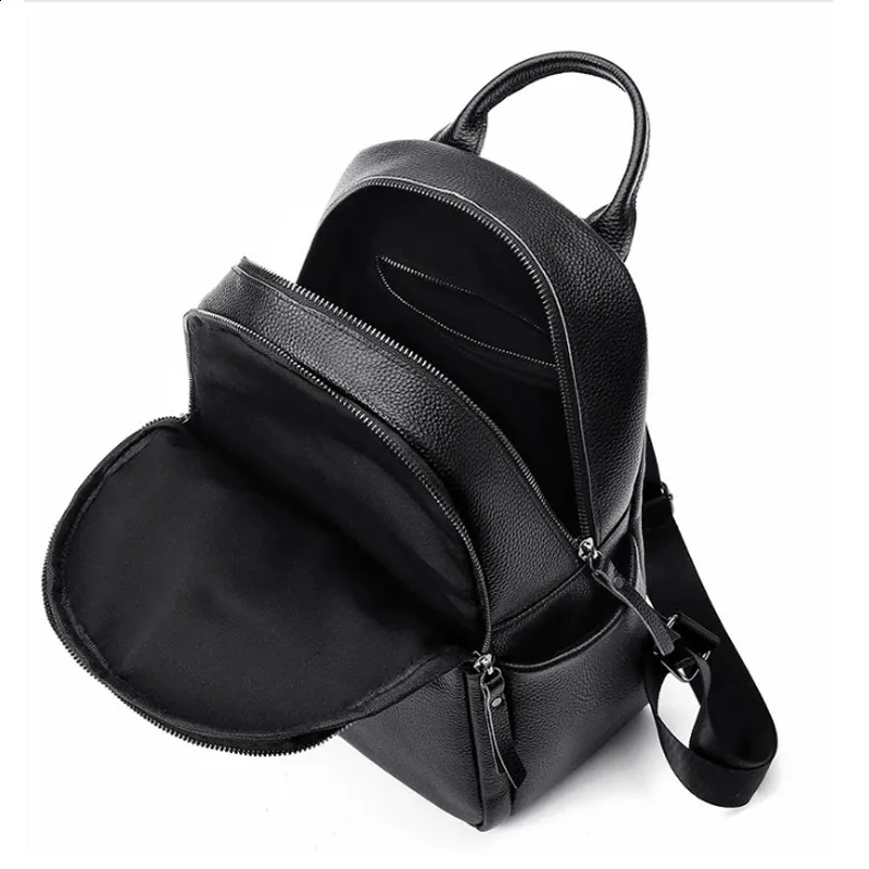 Large Capacity Women's Leather Backpack Vintage Travel School Bag_voghion.com