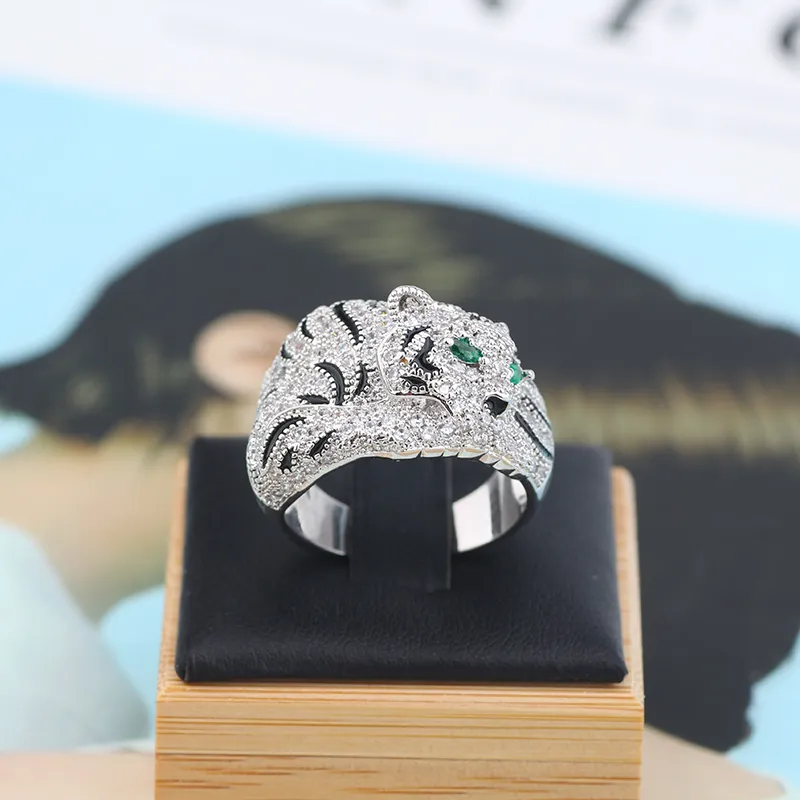 Classico bracciale rigido in argento dorato con motivo leopardato, anello, stile Love Designer per donne, uomini, ragazze, mamma e figlia, stilista di moda_voghion.com