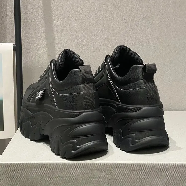 Sneakers platform donna bianco e nero scarpe primavera autunno_voghion.com