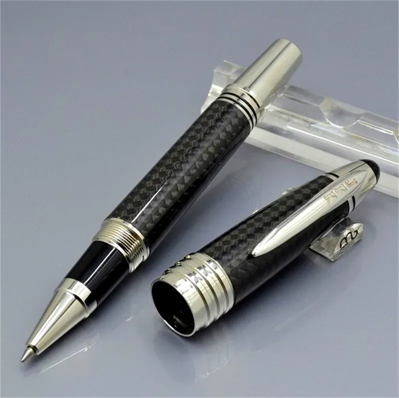 Grousshandel Héichqualitativ John F. Kennedy Schwaarz Kuelefaser Rollerball Kugelschreiwer Füllfedern Schreifbüro Schoulmaterial mat JFK Seriennummer_voghion.com