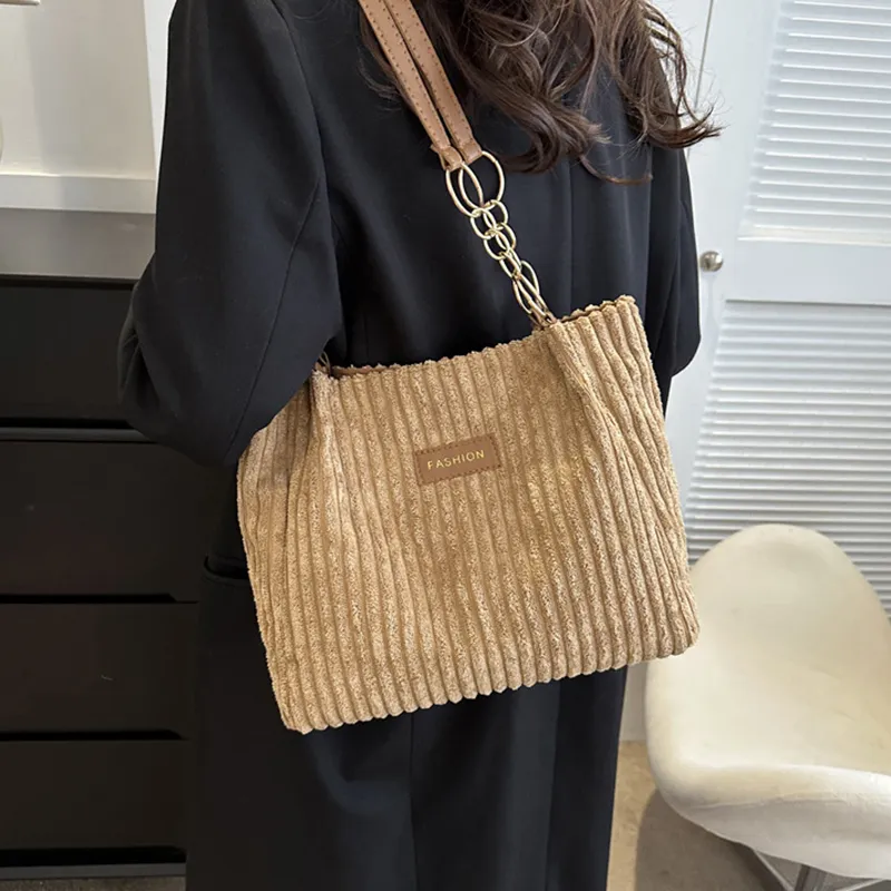 Borse a tracolla in velluto a coste per donna, 2023, nuove borse alla moda coreane, grandi, in tessuto di cotone, da donna, tote shopper_voghion.com
