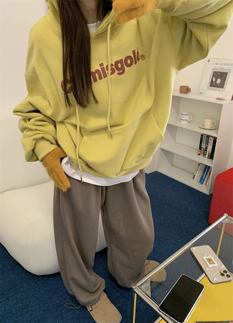 Veet hooded sweatshirt for women in autumn and winter, new loose letter printed Korean fashion student long sleeved_voghion.com