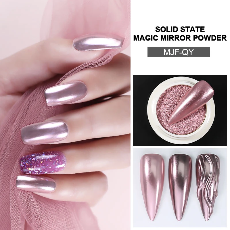 Arte Clavo 2021 Hot Holographics Nail Powders Shining Rose Gold Metal Mirror Powder For Nail Art Chrome Pigment DIY Accessories_voghion.com