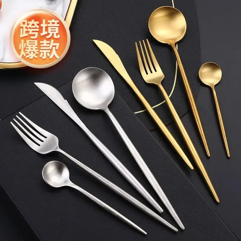 Vajilla dorada, vajilla de acero inoxidable con espejo, cubiertos de cocina, cuchillos, tenedores y cucharas, cubiertos para bodas y restaurantes._voghion.com