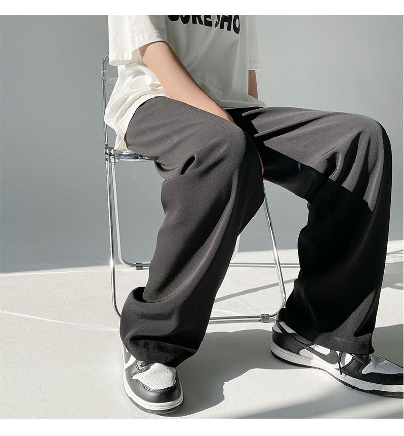 2024 neue Eis Seide Männer Jogger Sweatpan Y2k Streetwear Sportwear Jogging Gym Hose Männlichen Baggy Breites Bein_voghion.com