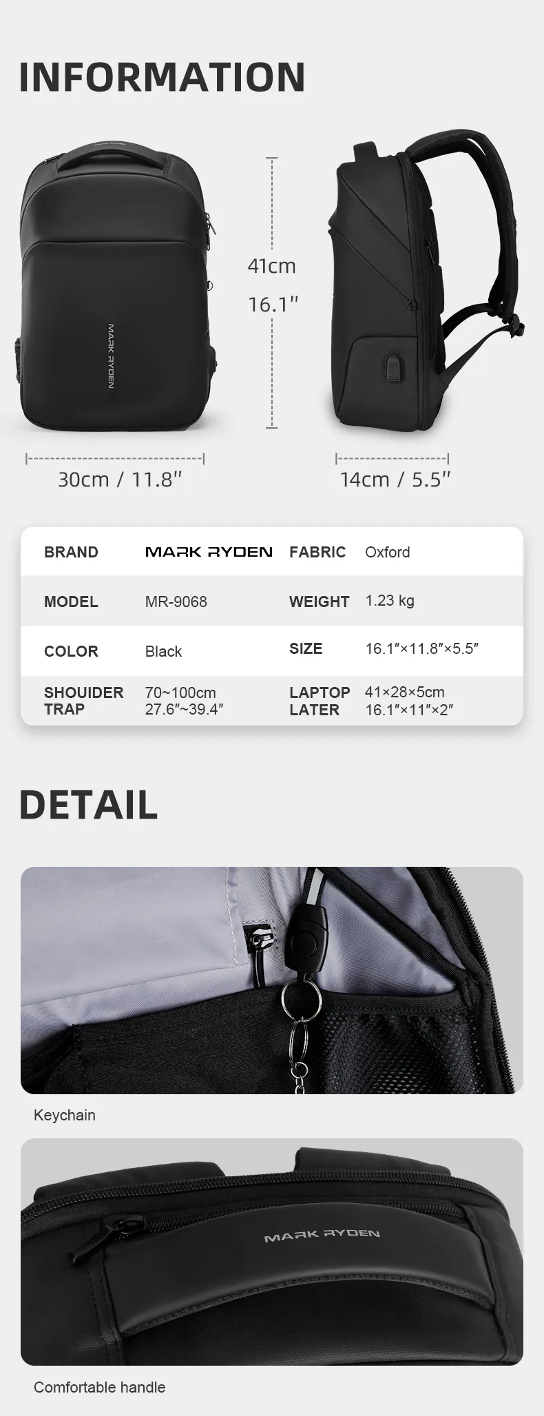 Mark Ryden 40 * 30 * 14 Anti-Diebstahl TSA-Schloss Herren Rucksack Wasserdichter Regenmantel 15,6 Zoll Laptop Schule Mode Mann Reisetasche_voghion.com