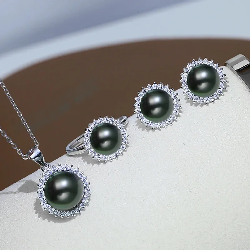 MeiBaPJ Set di gioielli da sposa in argento sterling con fiore di sole e perle d'acqua dolce naturali, anello e orecchini per donna_voghion.com