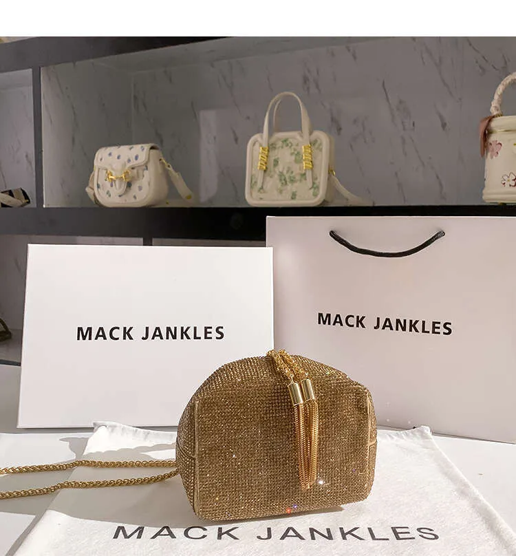 Gold Dia Abend Kupplung Hochzeit Party Designer Shiny Rhie Eimer Geldbörse Frauen Handtasche Schulter Messenger Tasche_voghion.com