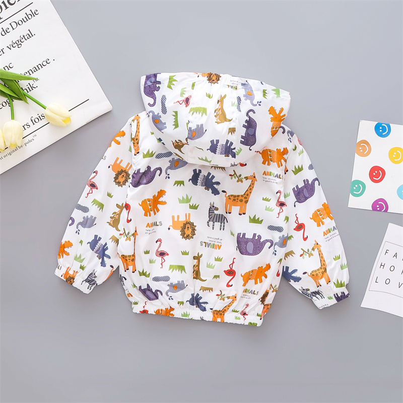 2023 Spring and Autumn New Baby Long Sleeve Coat Cartoon Print Boys' Jacket Zipper Hooded Children's Clothing (0-4 Years Old)_voghion.com