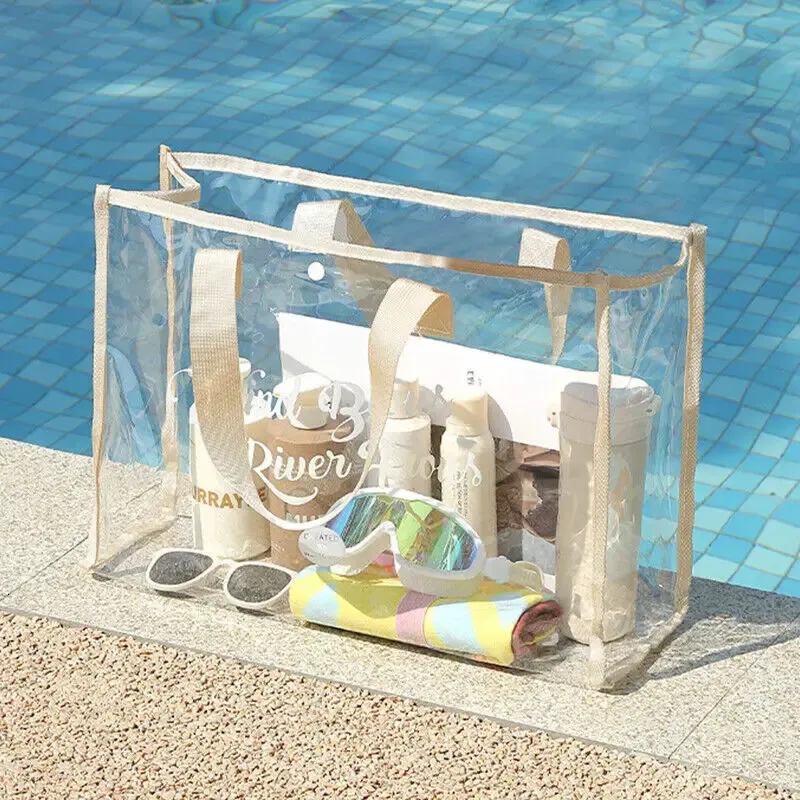 Clear Pvc Beach Bag Versatile Women Tote Shoulder Bag Waterproof_voghion.com