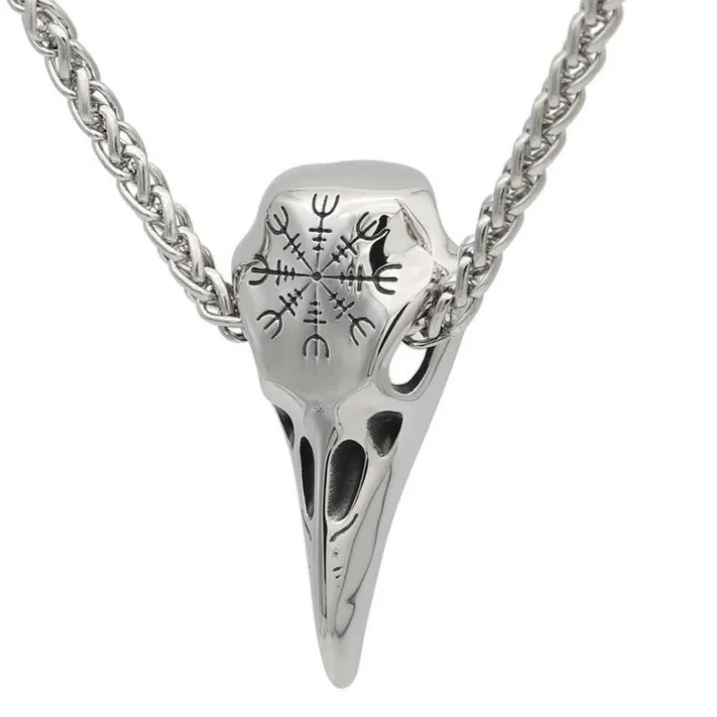 Hanger kettingen Piraten Rune Raaf ketting Kwaliteit zinklegering Schedel Amulet Heren Motorfiets Sieraden_voghion.com
